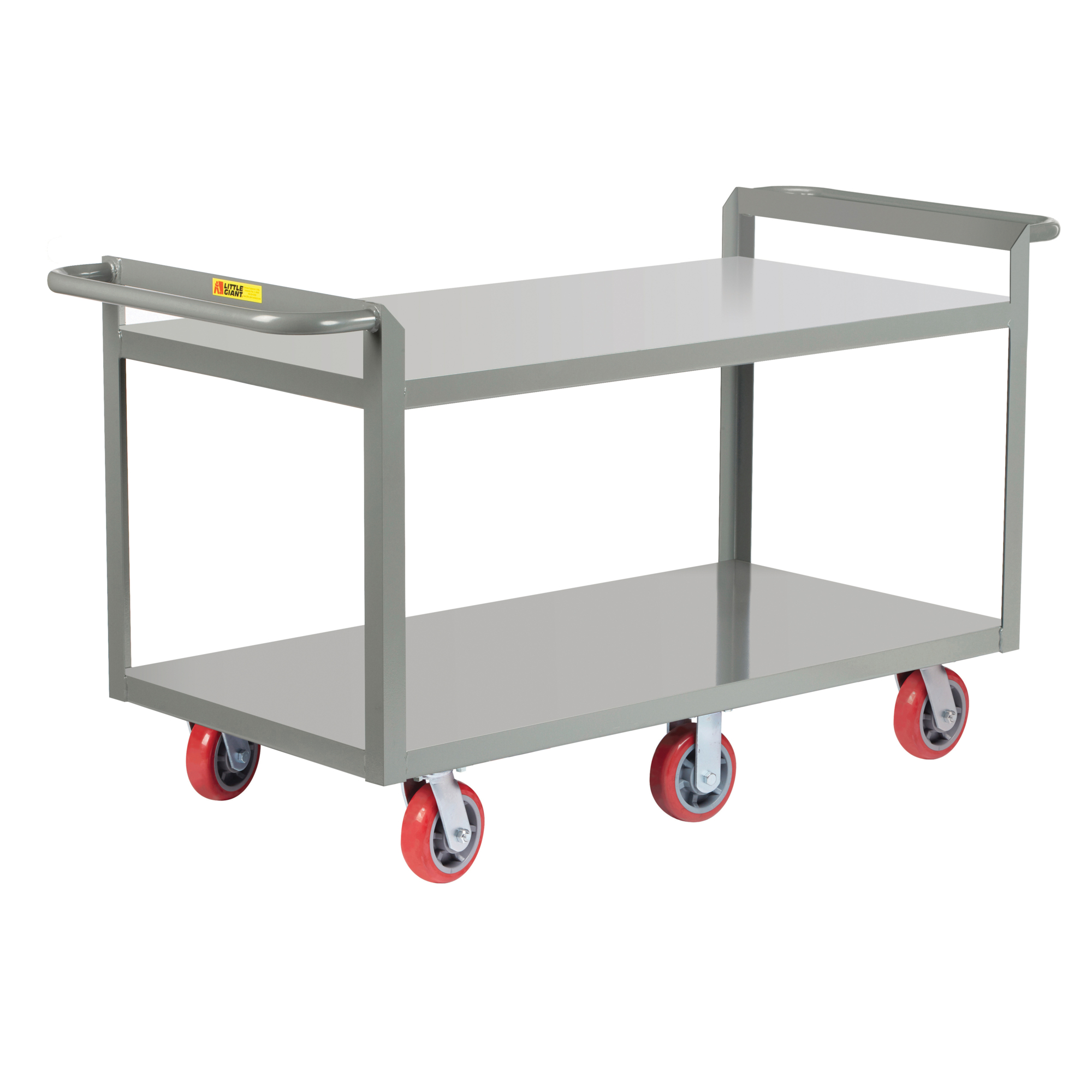Little Giant Double Handled Heavy-Duty Shelf Truck - 24in. x 36in., 3600-Lb. Capacity, 2 Shelves, Carbon Steel, Model# G6W-2436-6PY-2H